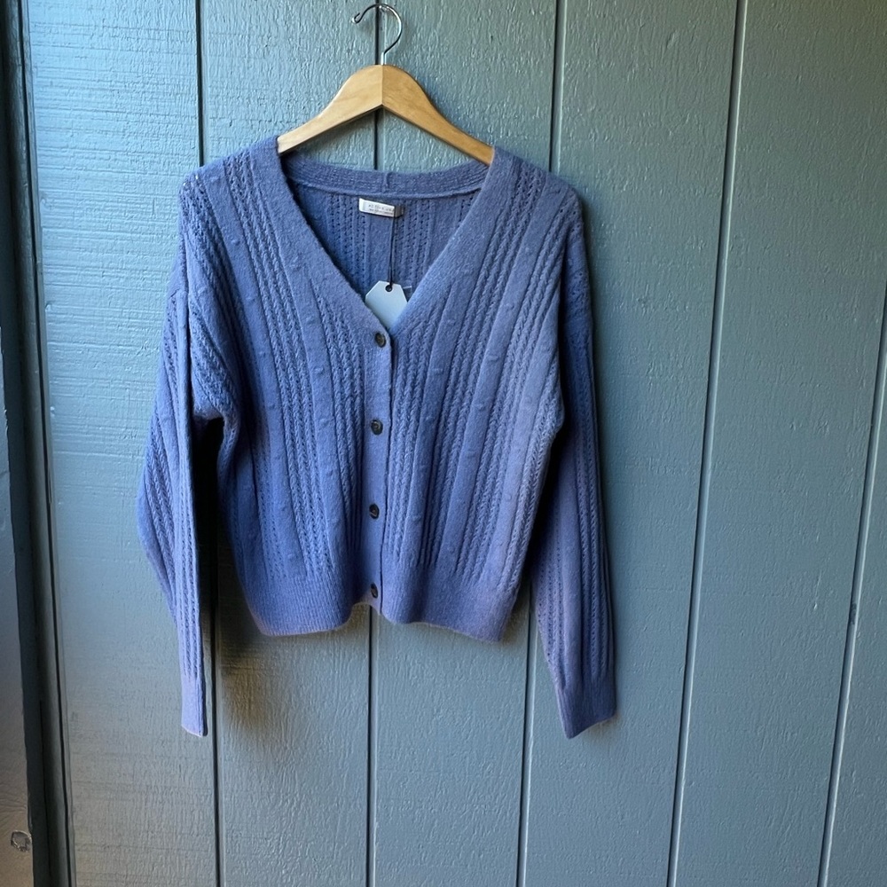 Active USA Blue Button Front Cardigan - NWT